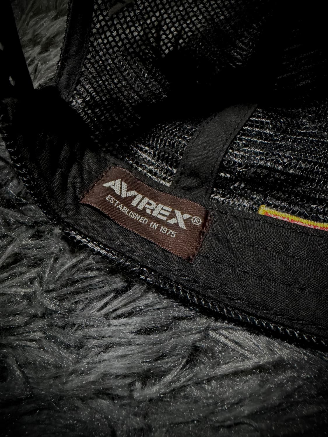 AVIREX 레터링 자수 성조기 패치 블랙 메쉬캡 상품이미지7