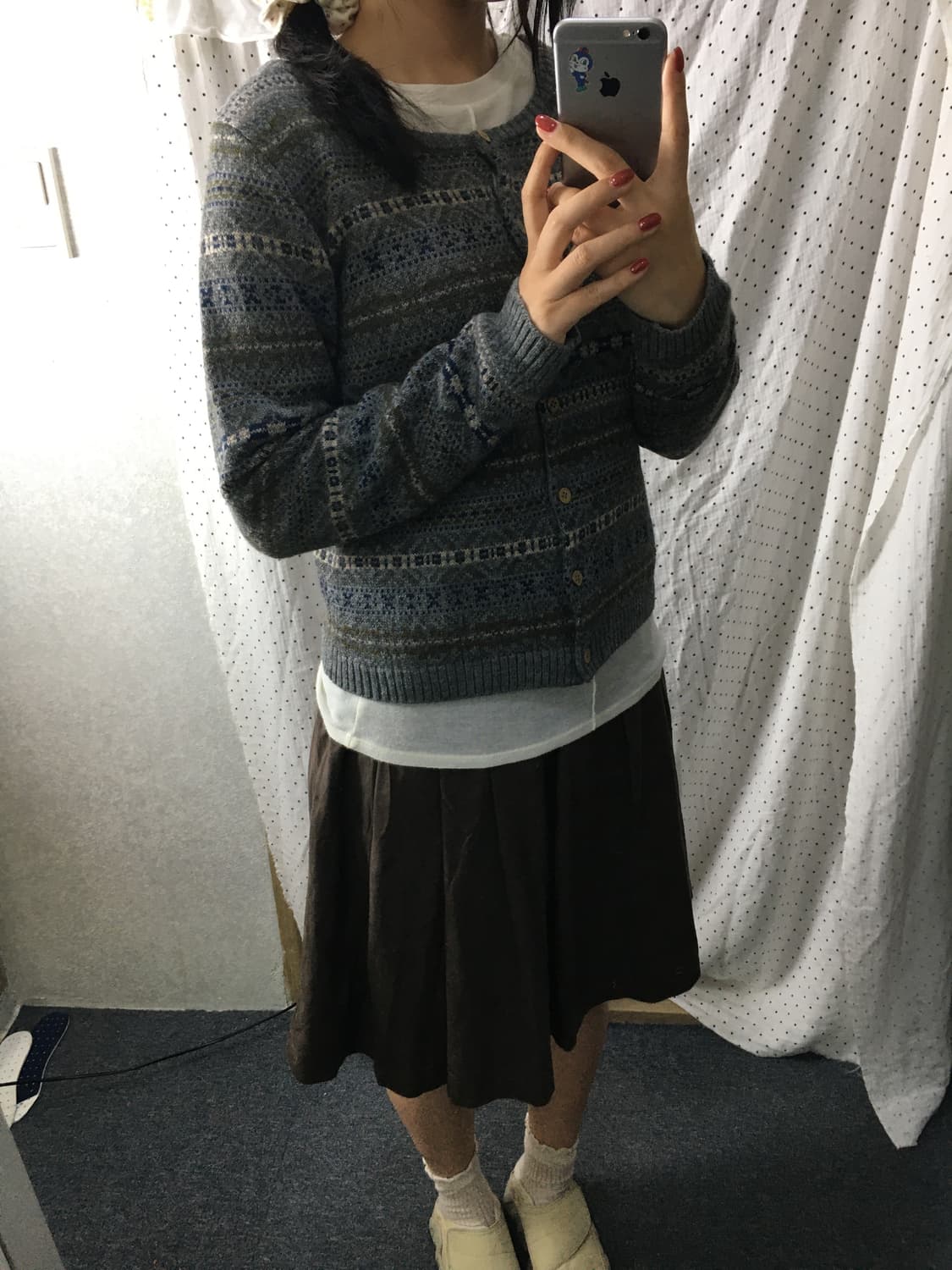 그레이 패턴 가디건 상품이미지3