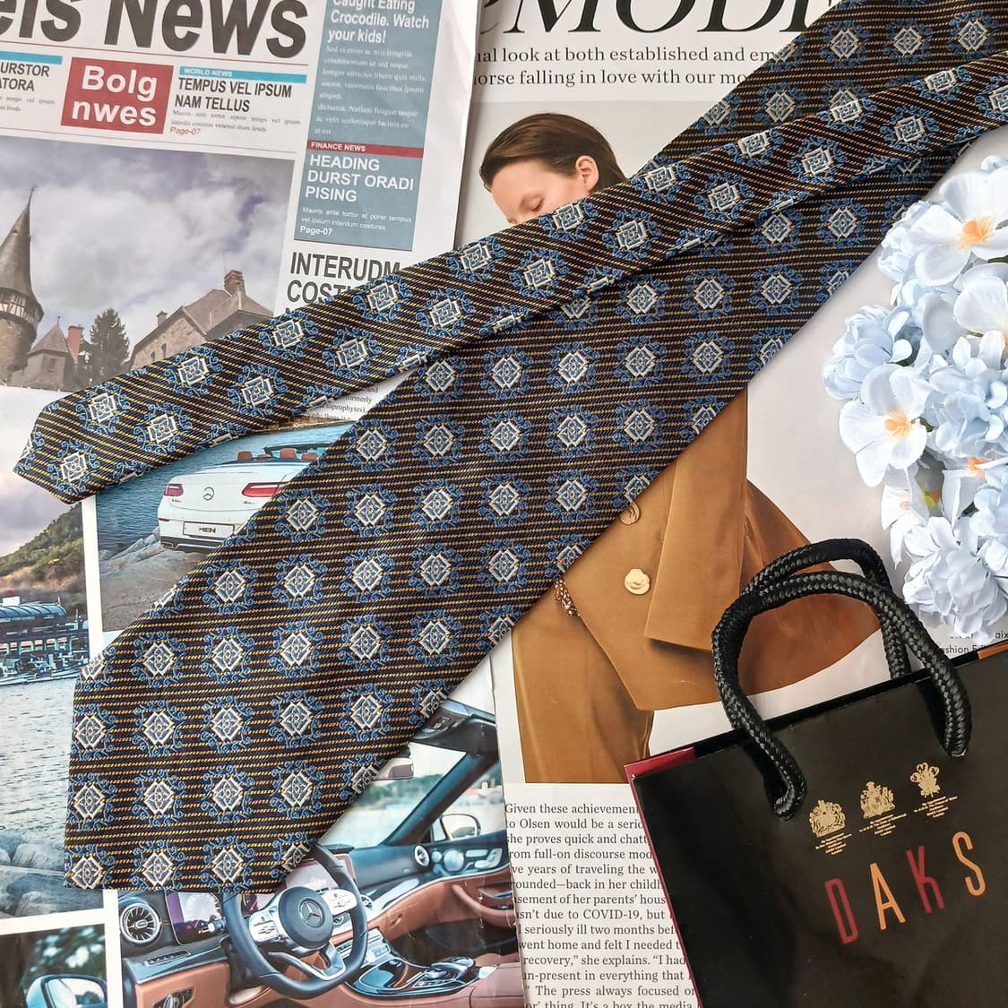 닥스 실크 네이비 패턴 넥타이 10.1cm A+등급 A19736
 상품이미지5