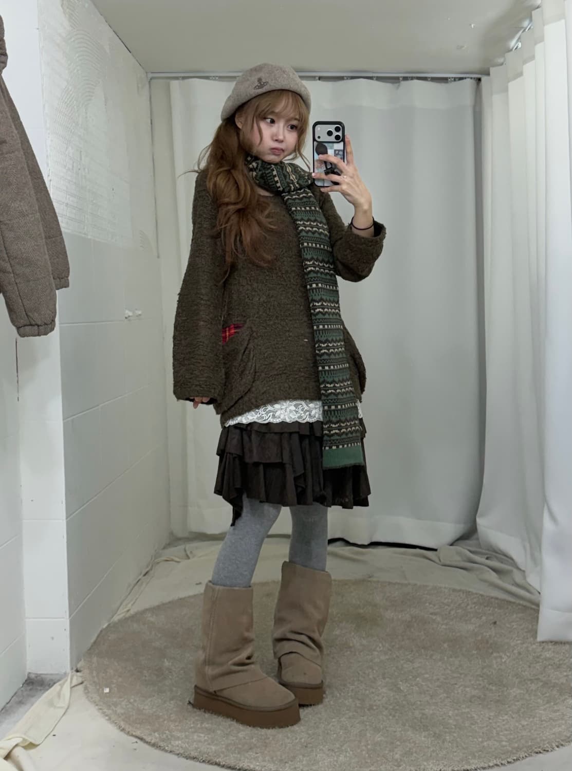 민트초코 뮤트브라운 곰돌이 모리걸 하구미 패딩 코디세트 상품이미지3