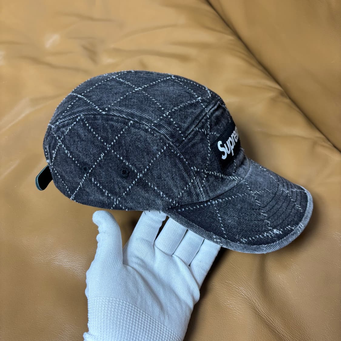 슈프림 캠프캡 모자 박스로고 23fw 펀치드 데님 블랙 상품이미지4