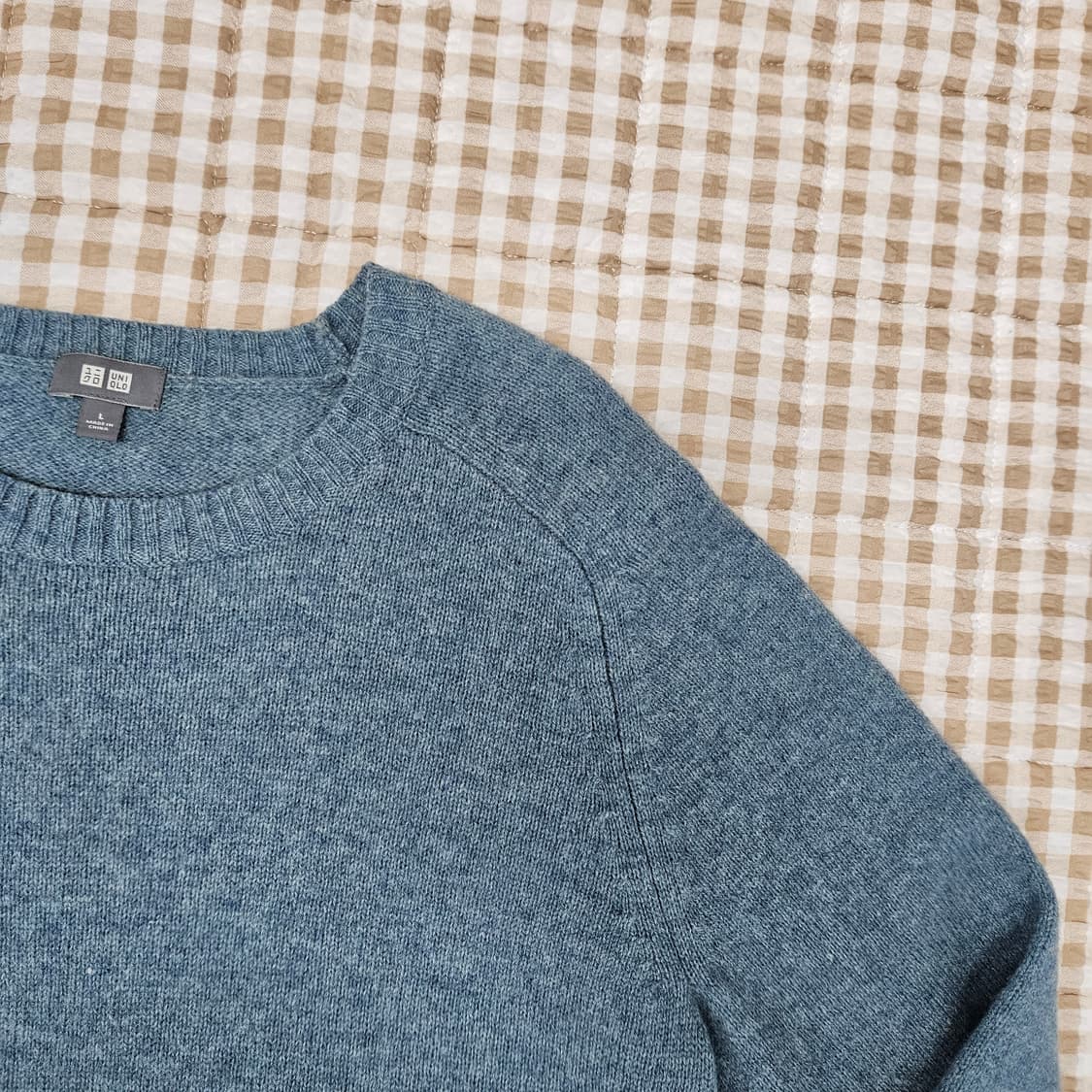 유니클로 울100 긴소매 니트 남자100 상품이미지3