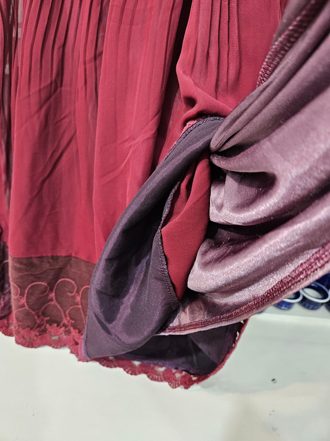 (axes femme) 버건디 레이스 쉬폰 슬리브리스 원피스 상품이미지5