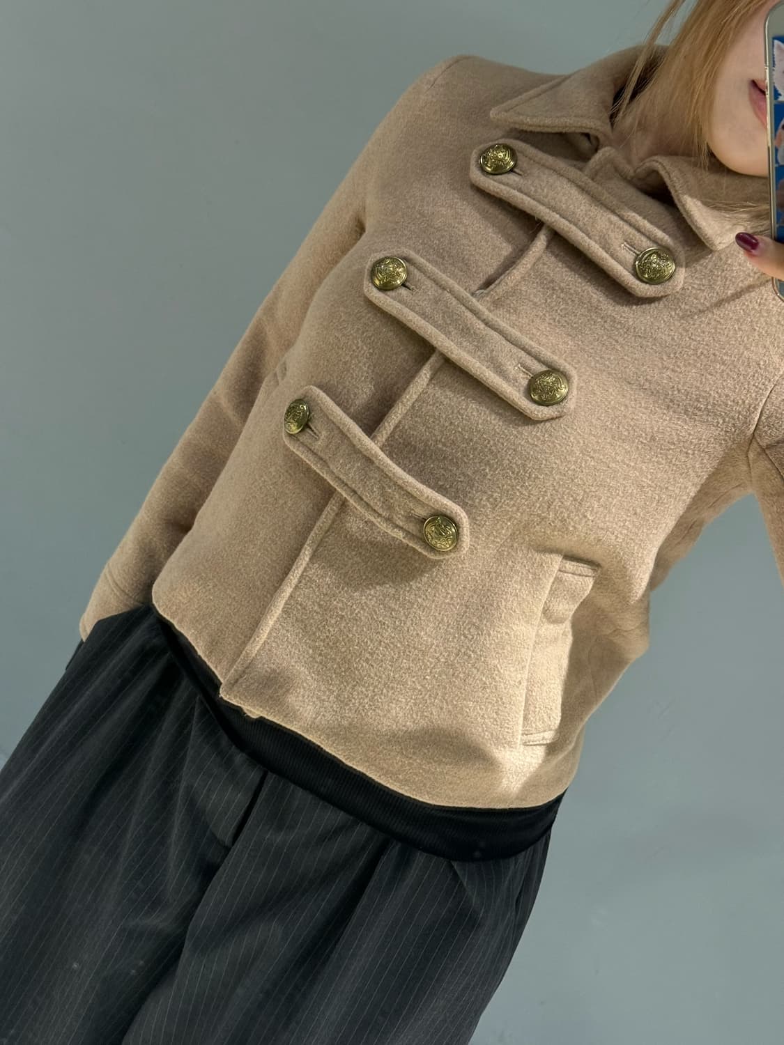 double button detail half coat 상품이미지4