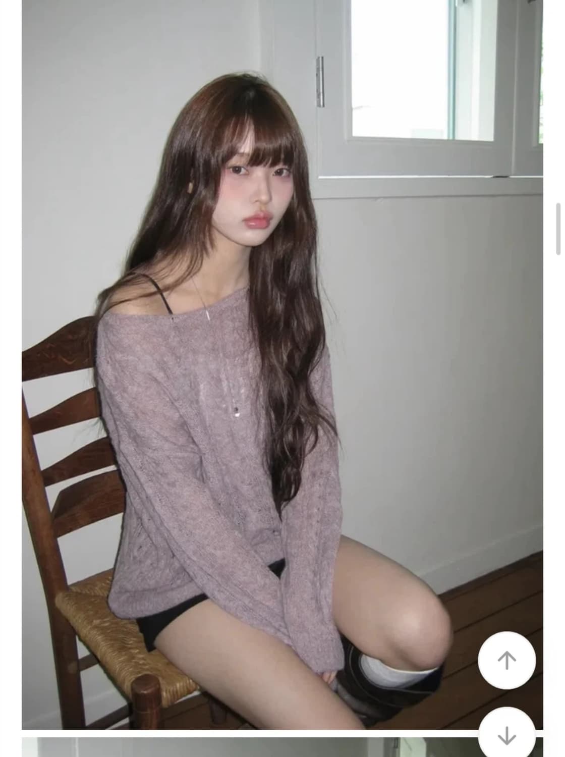 연보라 꽈배기 니트 사이즈S~M 상품이미지1