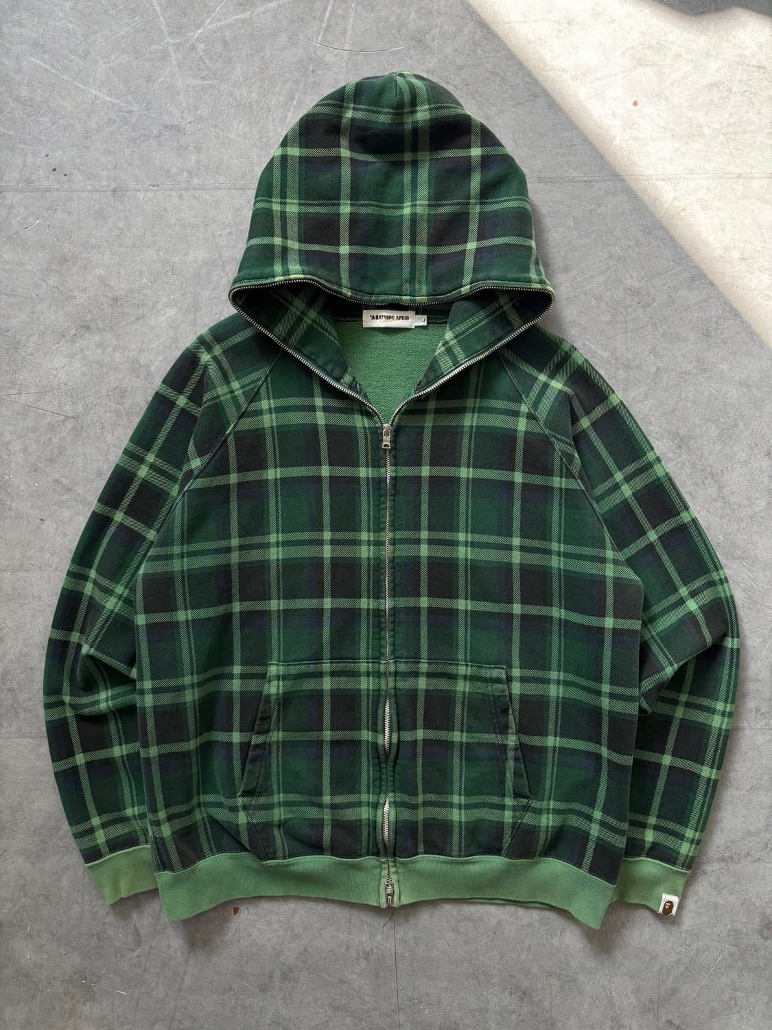 Bape 베이프 그린 체크 패턴 풀집 후디 상품이미지1