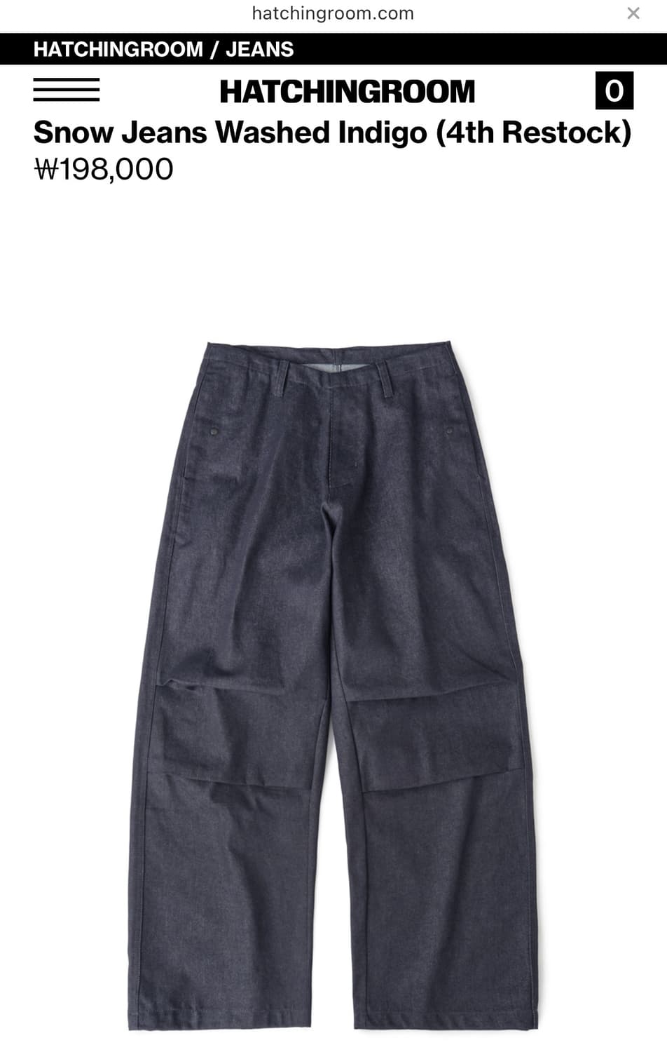 해칭룸 스노우 진 워시드 인디고 상품이미지1