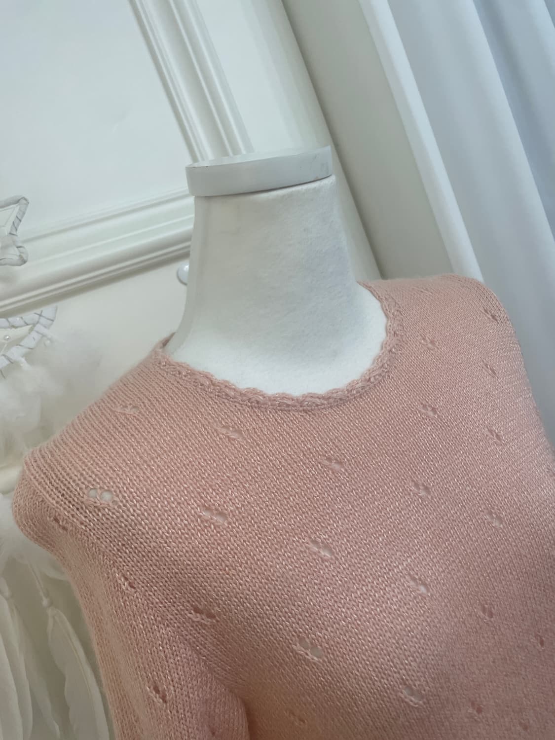 coral crochet waist lace-up sweater 상품이미지7