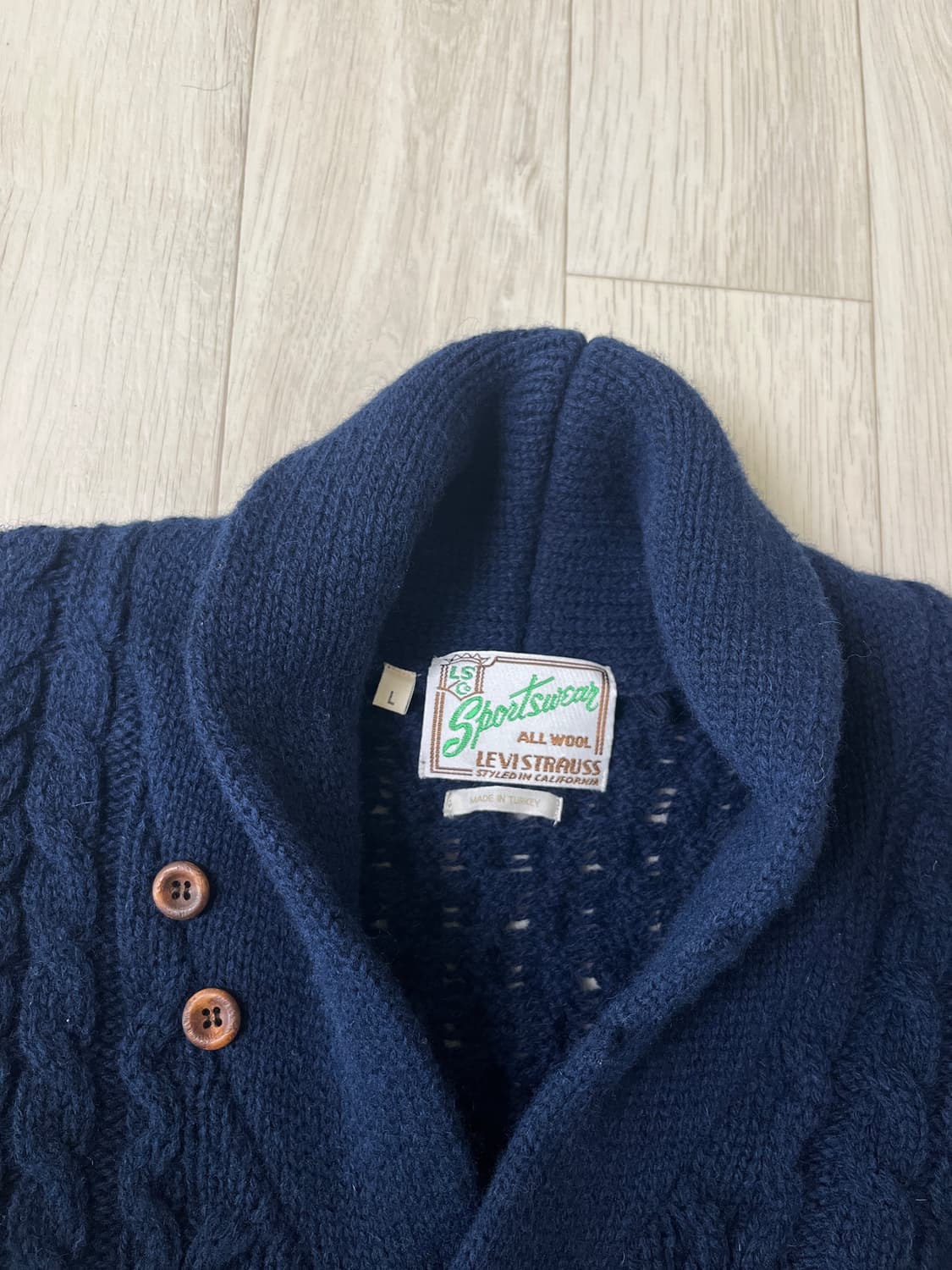 리바이스빈티지클로딩 LVC 울 숄카라 케이블니트 L사이즈 상품이미지2