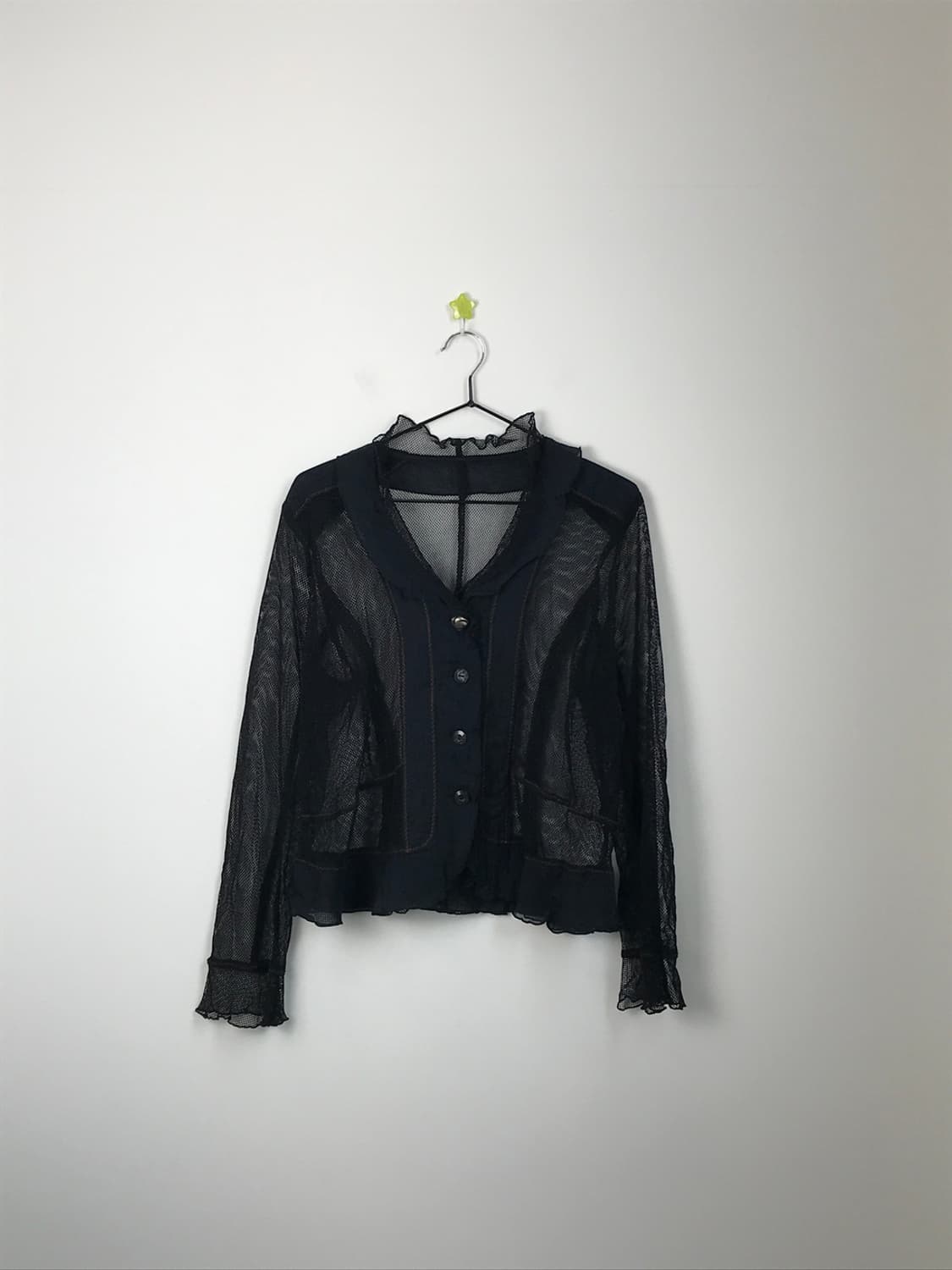  Vintage Black Sheer Crinkle Top 상품이미지5