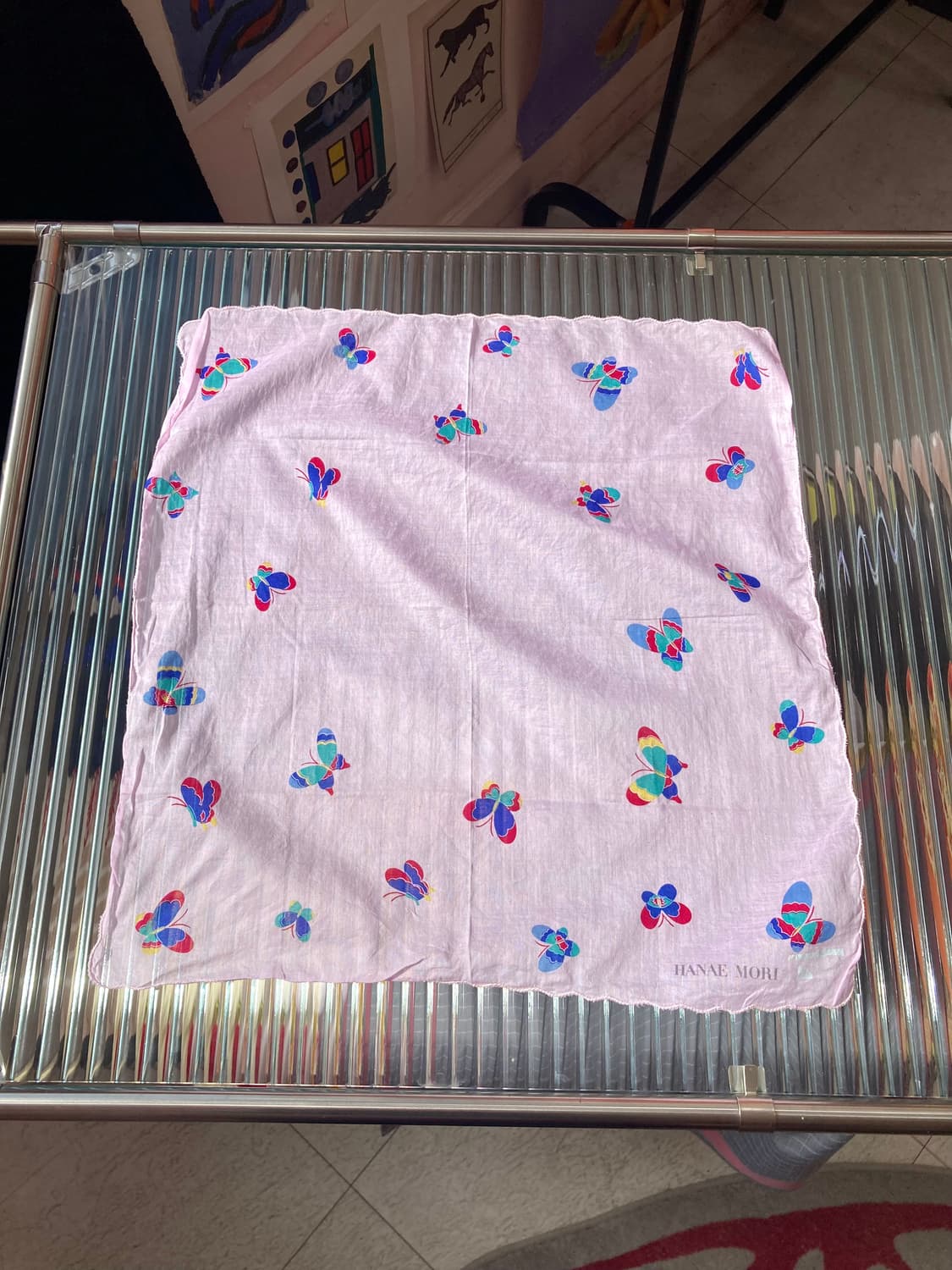 빈티지 나비 패턴 손수건 상품이미지1