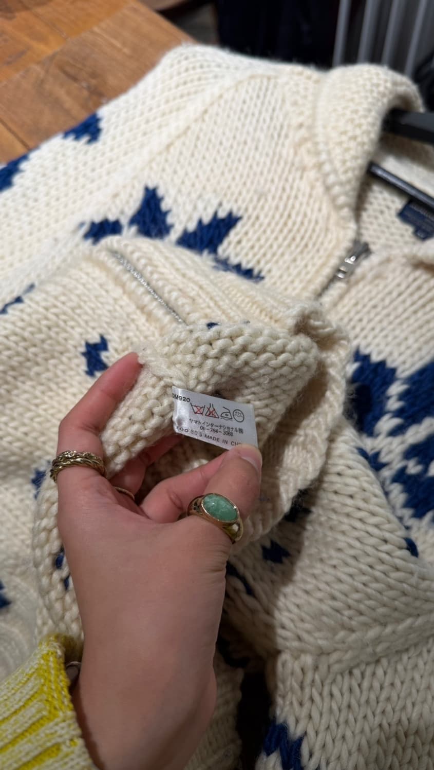 커니 하우스 아이보리 퓨어울 노르딕 코위찬 니트집업 상품이미지8