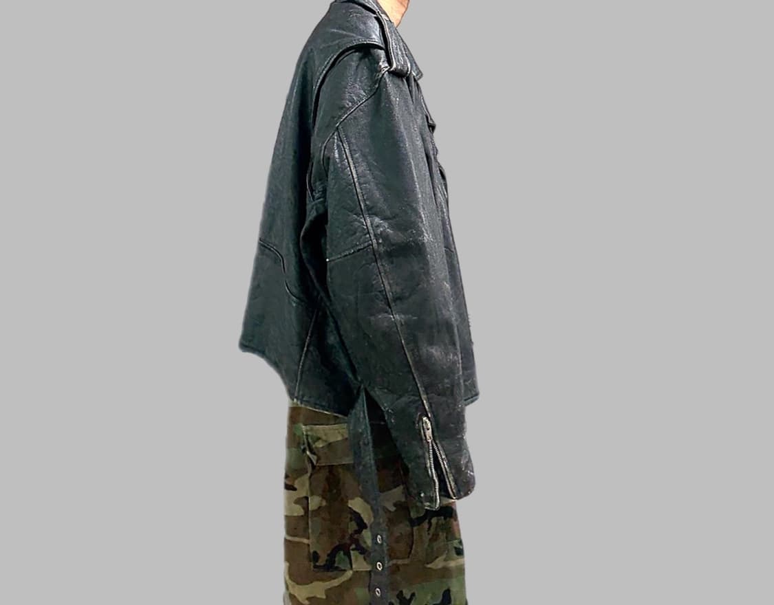하자있는 미국빈티지 4xl 리얼가죽 바이커 자켓 상품이미지2
