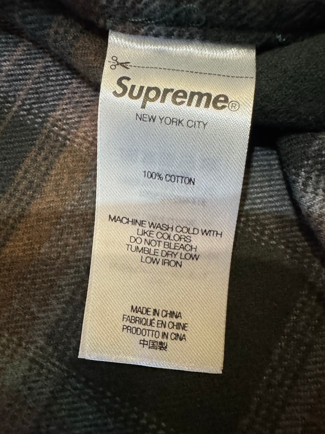 [L] 슈프림 쉐도우 플레이드 플란넬 집업 셔츠 그린 - 24SS 상품이미지7