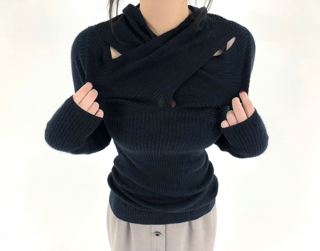 Indigo Slit Ribbed Knit 상품이미지1