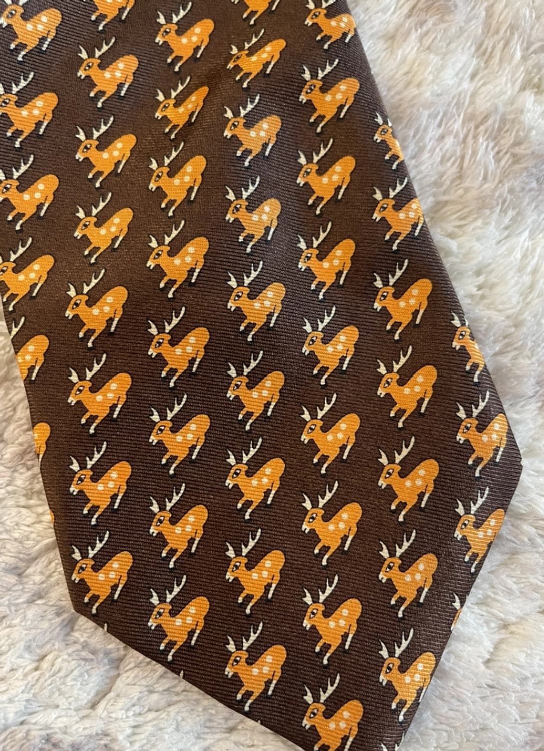 빈티지 에르메스 사슴 패턴 실크 넥타이 상품이미지2