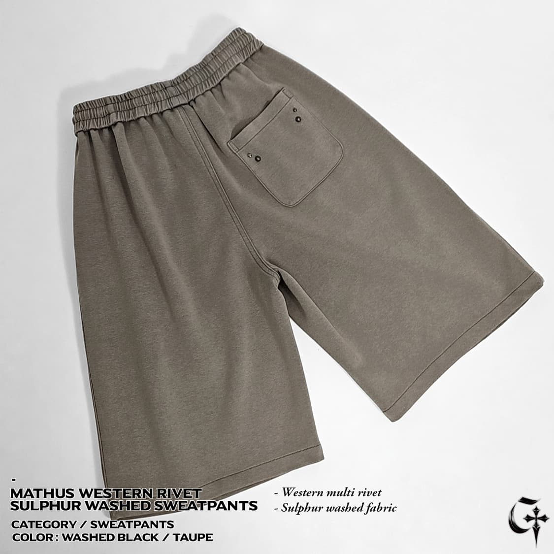 Mathus 웨스턴 리벳 설퍼 스웨트 팬츠 (washed black) 상품이미지5