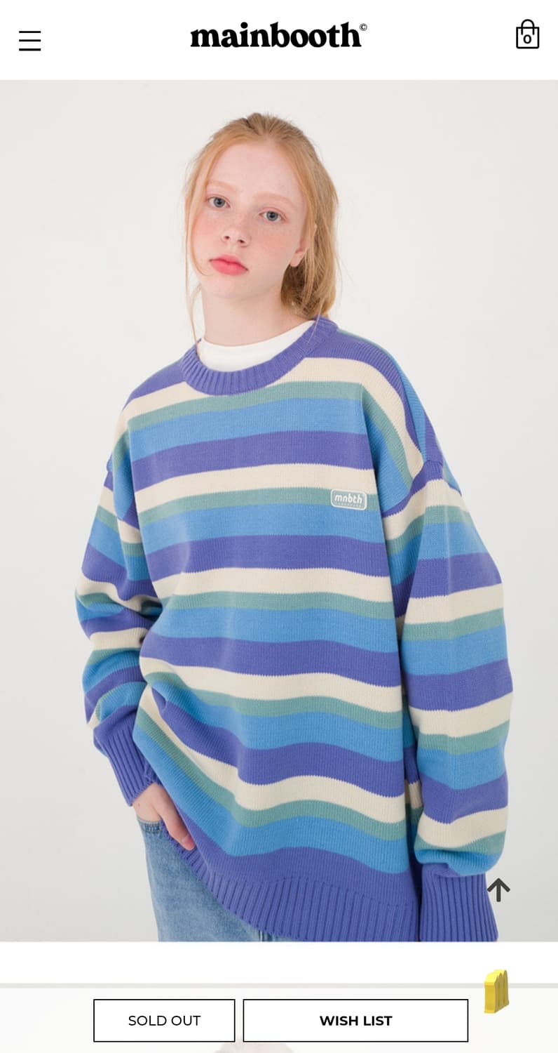 (품절매물) 메인부스 젤리빈 스트라이프 유니섹스 니트 캔디퍼플 (2) 상품이미지2