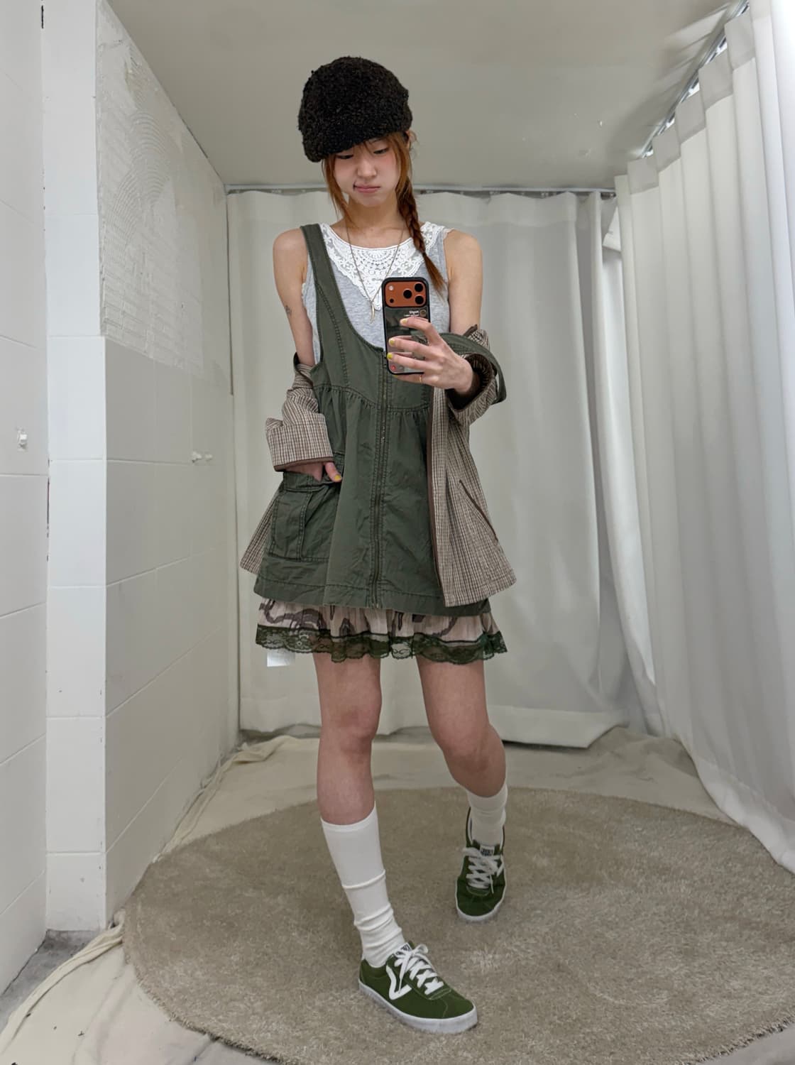 빈티지 카키 브라운 시골 소녀의 작업실 모리 코디 세트 상품이미지3