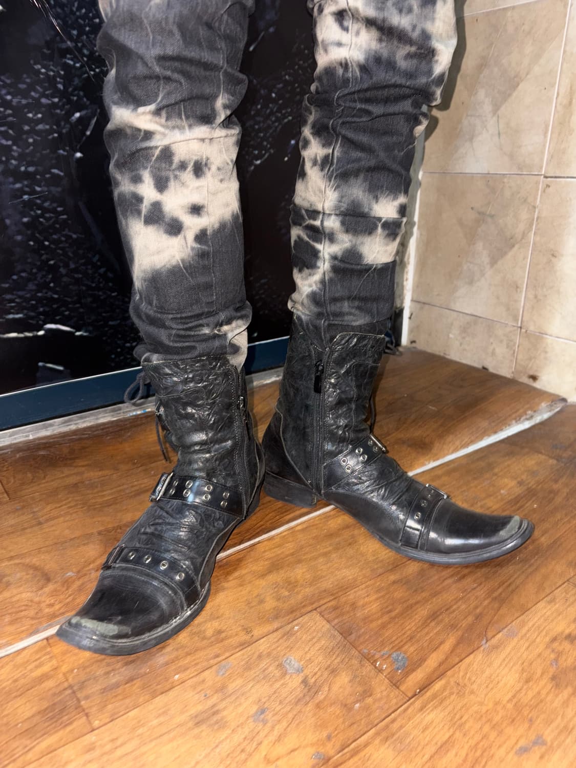 Red cover black western boots 상품이미지4