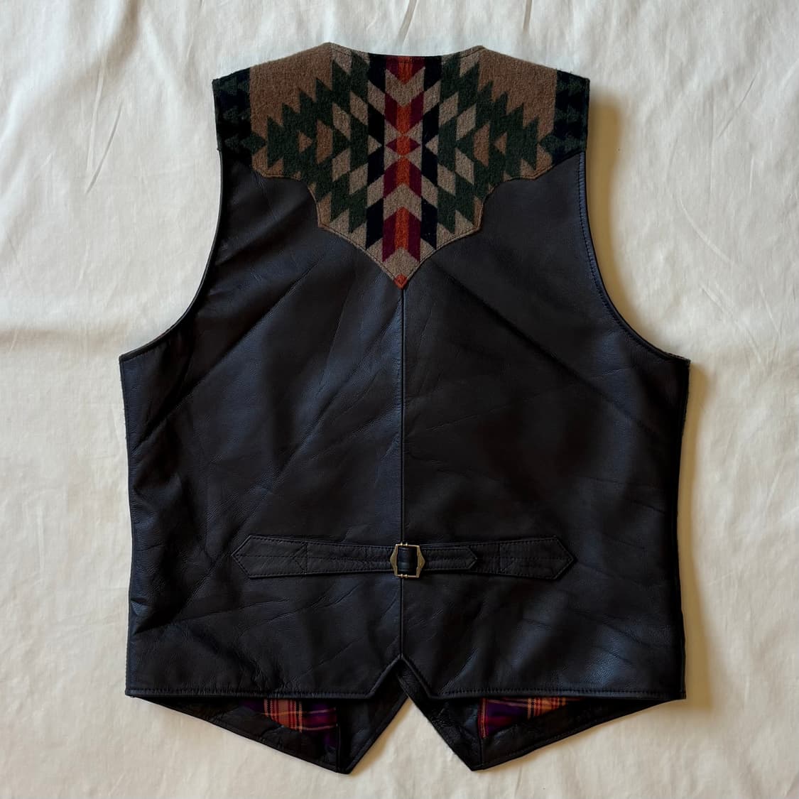 [L/102] Navajo Blanket 다크 브라운 레더 웨스턴 베스트 상품이미지7