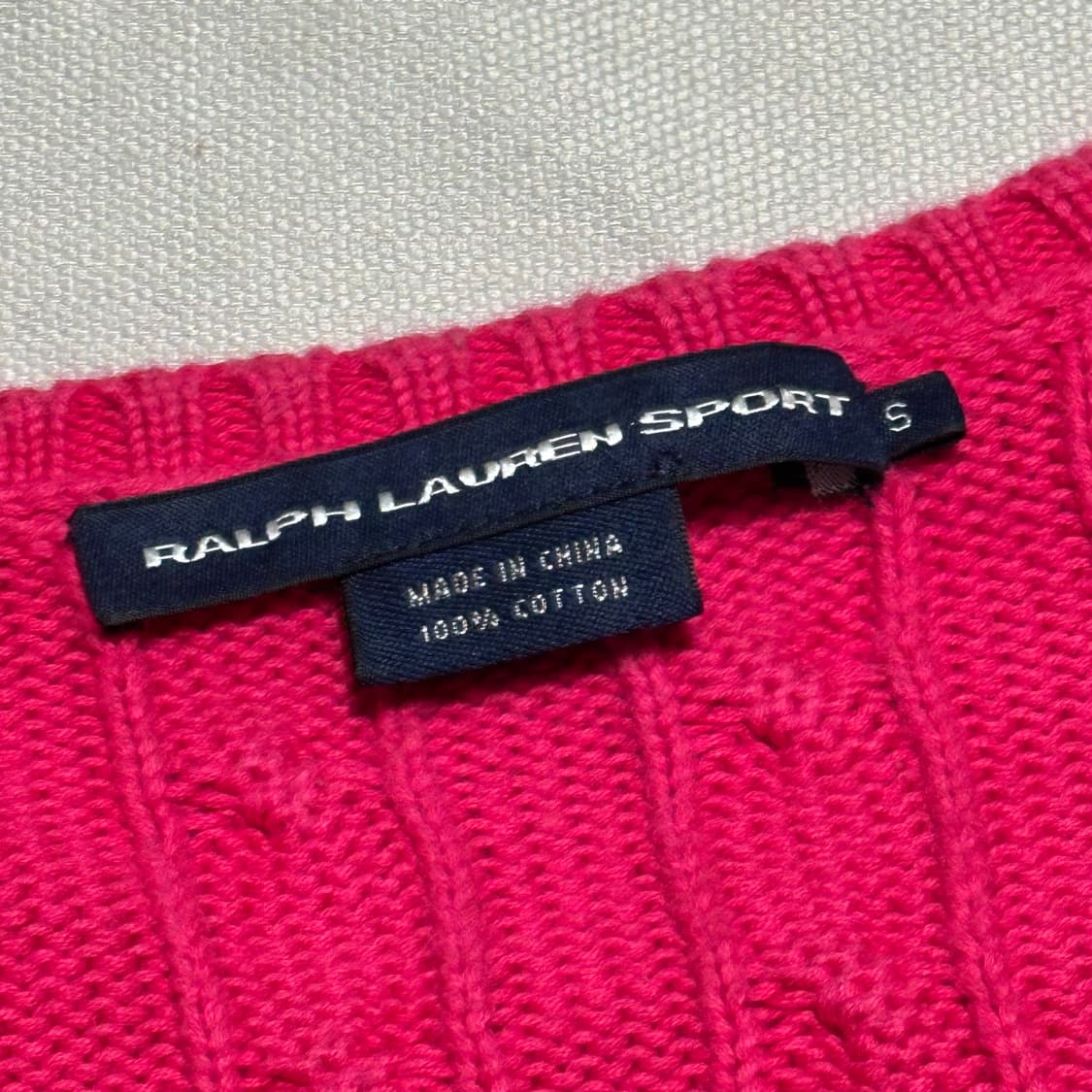 S 폴로랄프로렌 여성용 브이넥 케이블 핑크 니트 상품이미지4