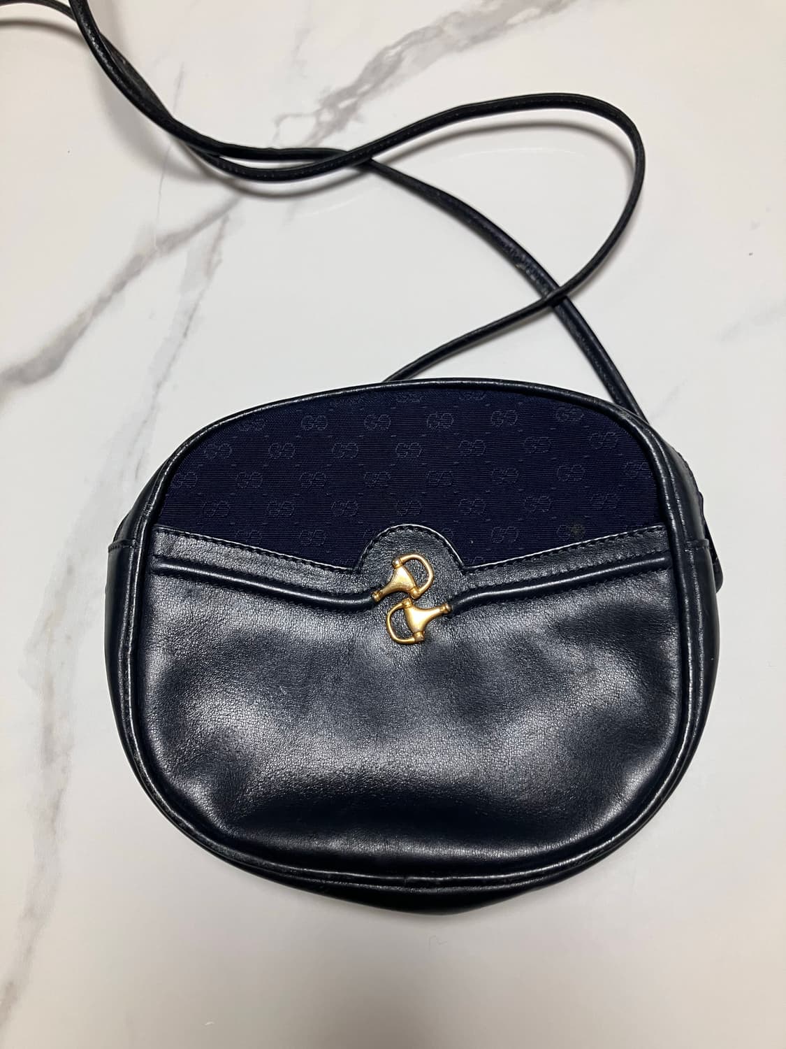올드 구찌 빈티지 미니 탬버린백 네이비 크로스백 상품이미지2