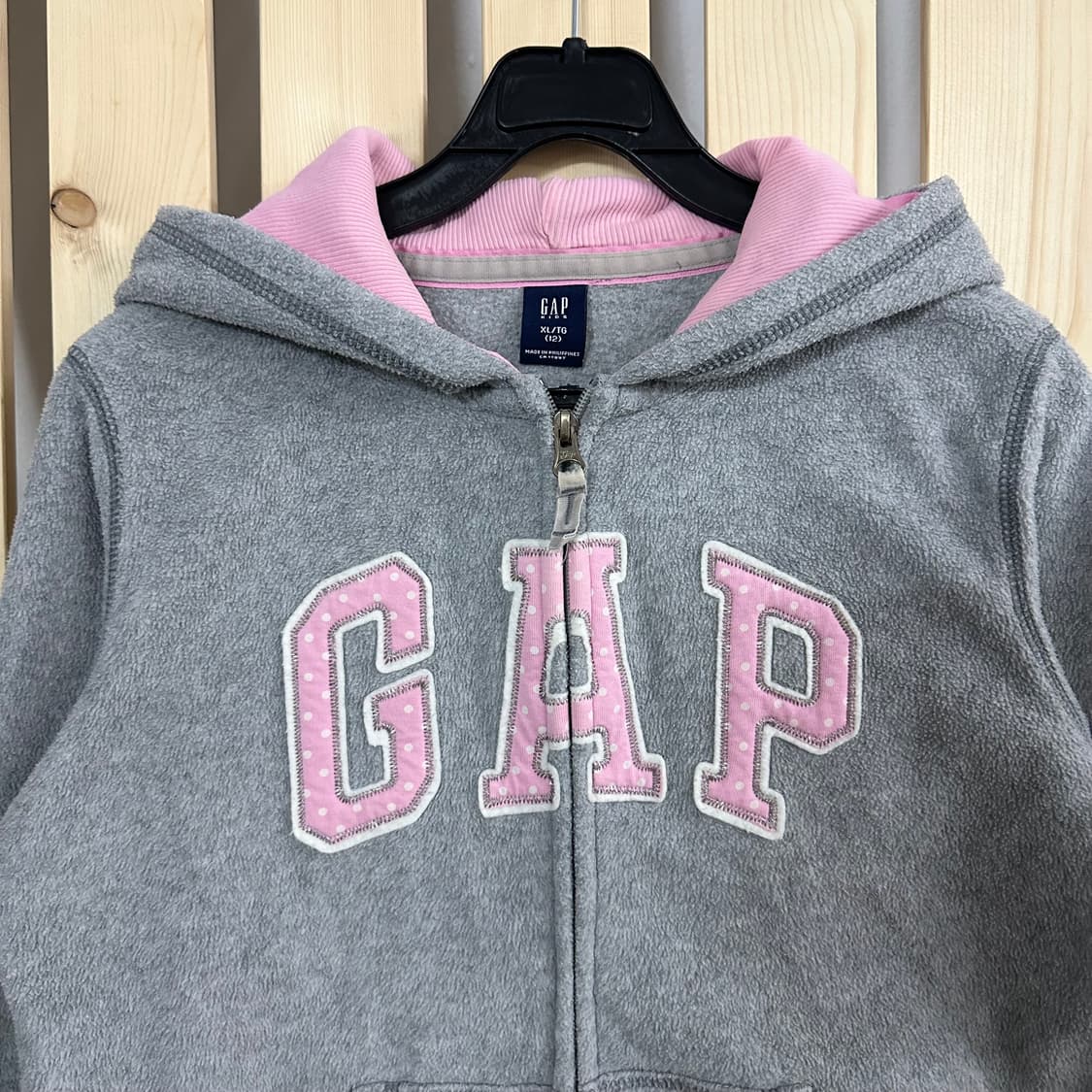 (S) GAP 갭 그레이 핑크 후리스 후드집업 상품이미지4