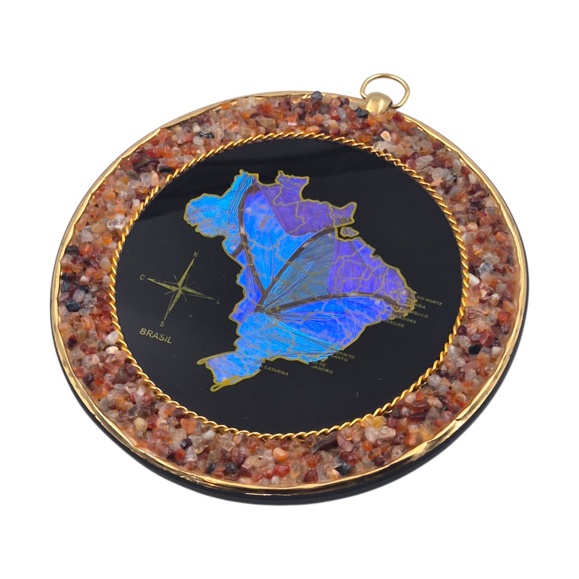 90s 브라질 모르포 나비 날개 천연석 장식 상품이미지2