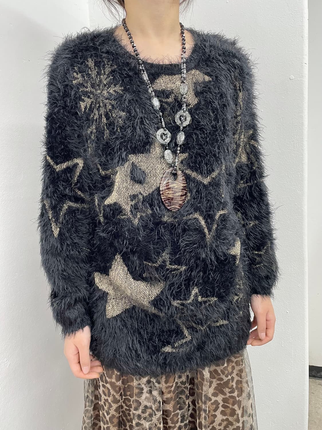 펑크 스타 헤어리 니트 상품이미지2