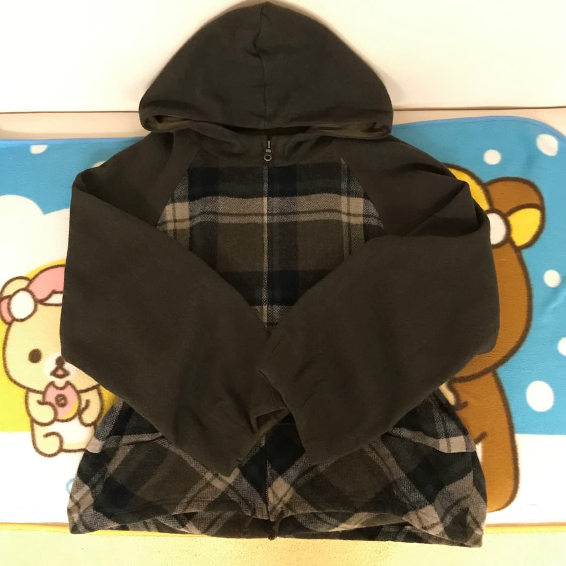 마루빈티지 카키 체크 후드집업 상품이미지1