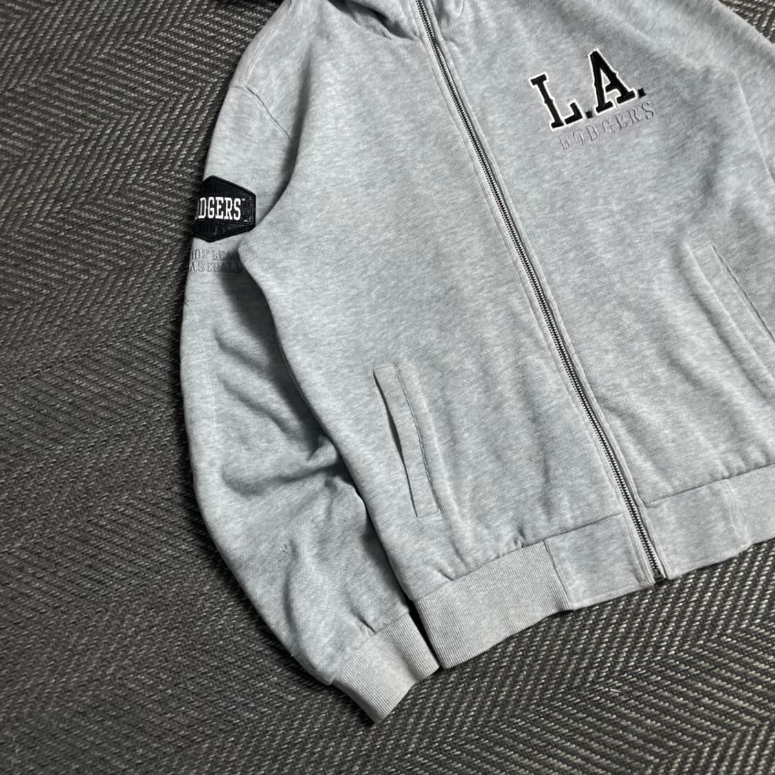 MLB LA 다저스 사이드 패치 그레이 후드집업y 4835 상품이미지4
