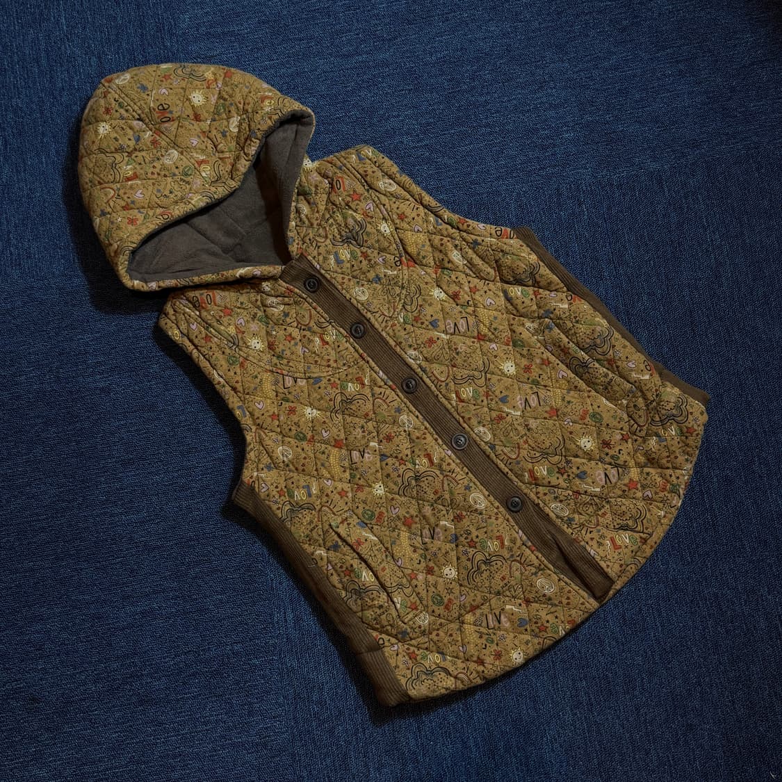 빈티지 브라운 후드 조끼 상품이미지1