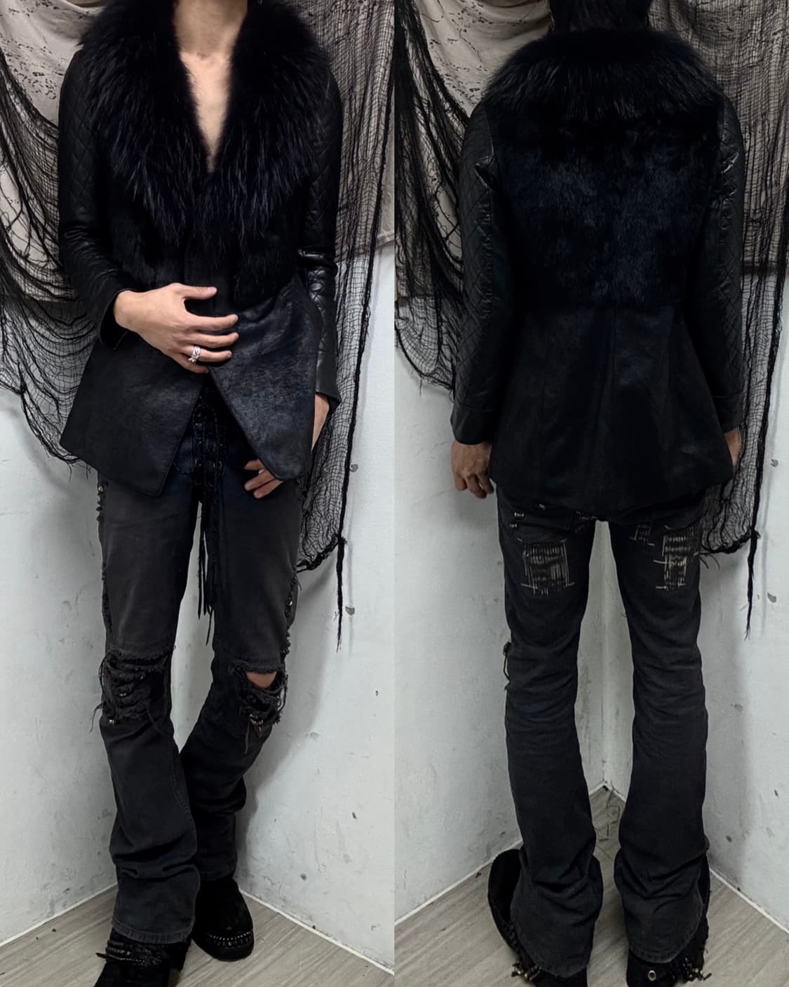 [VKEI]Raccoon Fur Trimming Shadow Washed 상품이미지1