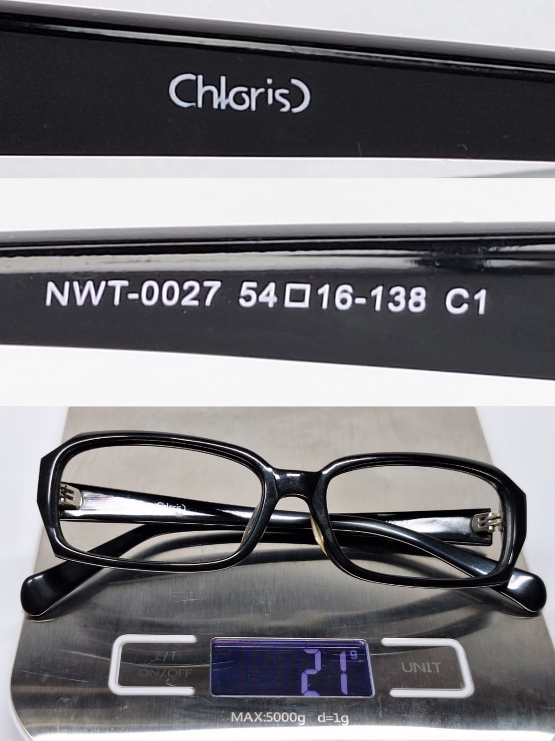 Chloris NWT-0027 54ㅁ16 블랙 실버 데코 뿔테 안경 상품이미지7