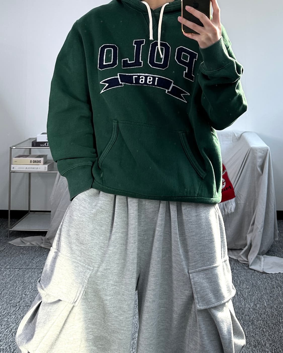 폴로 랄프로렌 그린 빅로고 후드티 L 상품이미지3