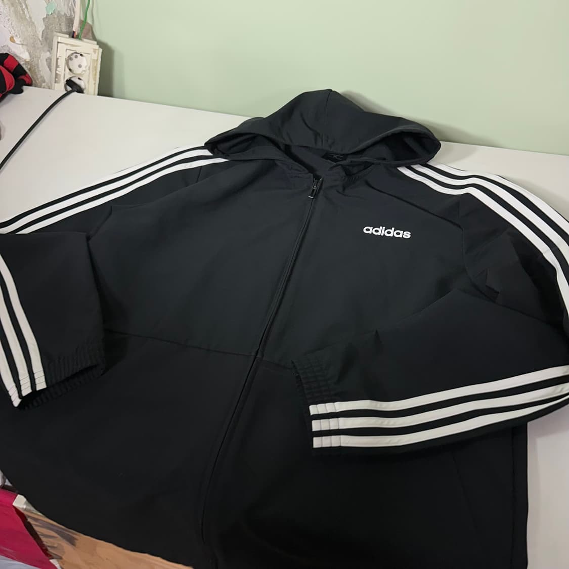 XL 아디다스 3스트라이프 폴리 후디 WB 우븐바람막이 상품이미지2