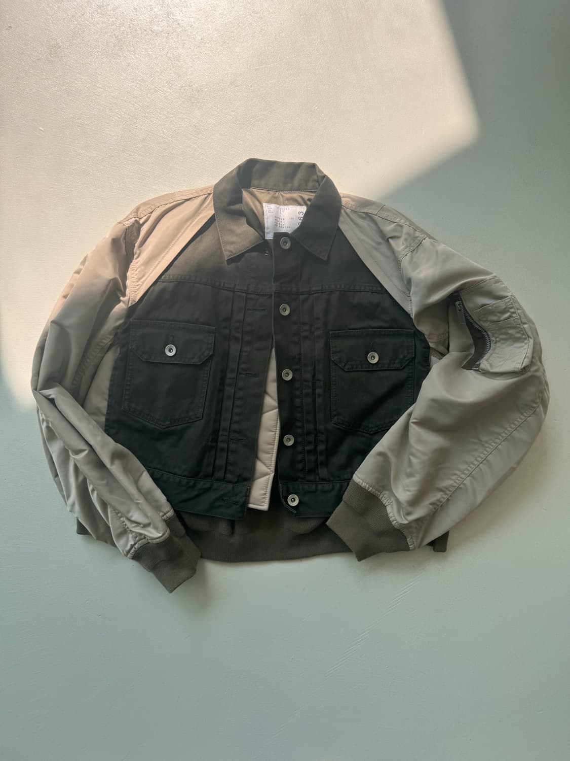 사카이 Sacai 카키베이지 믹스 봄버자켓 사이즈2 상품이미지2