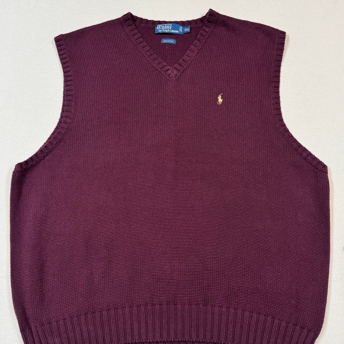 XXL) 폴로 랄프로렌 헤비 코튼 니트 조끼 베스트 버건디 상품이미지2