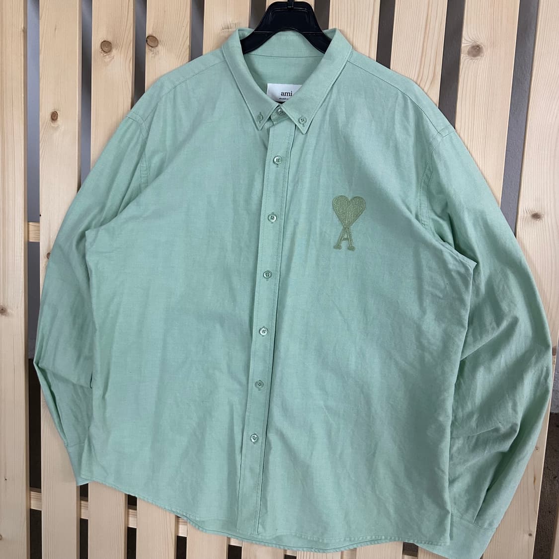 (L) AMI 아미 아쿠아민트 빅하트 옥스포드 셔츠 상품이미지2