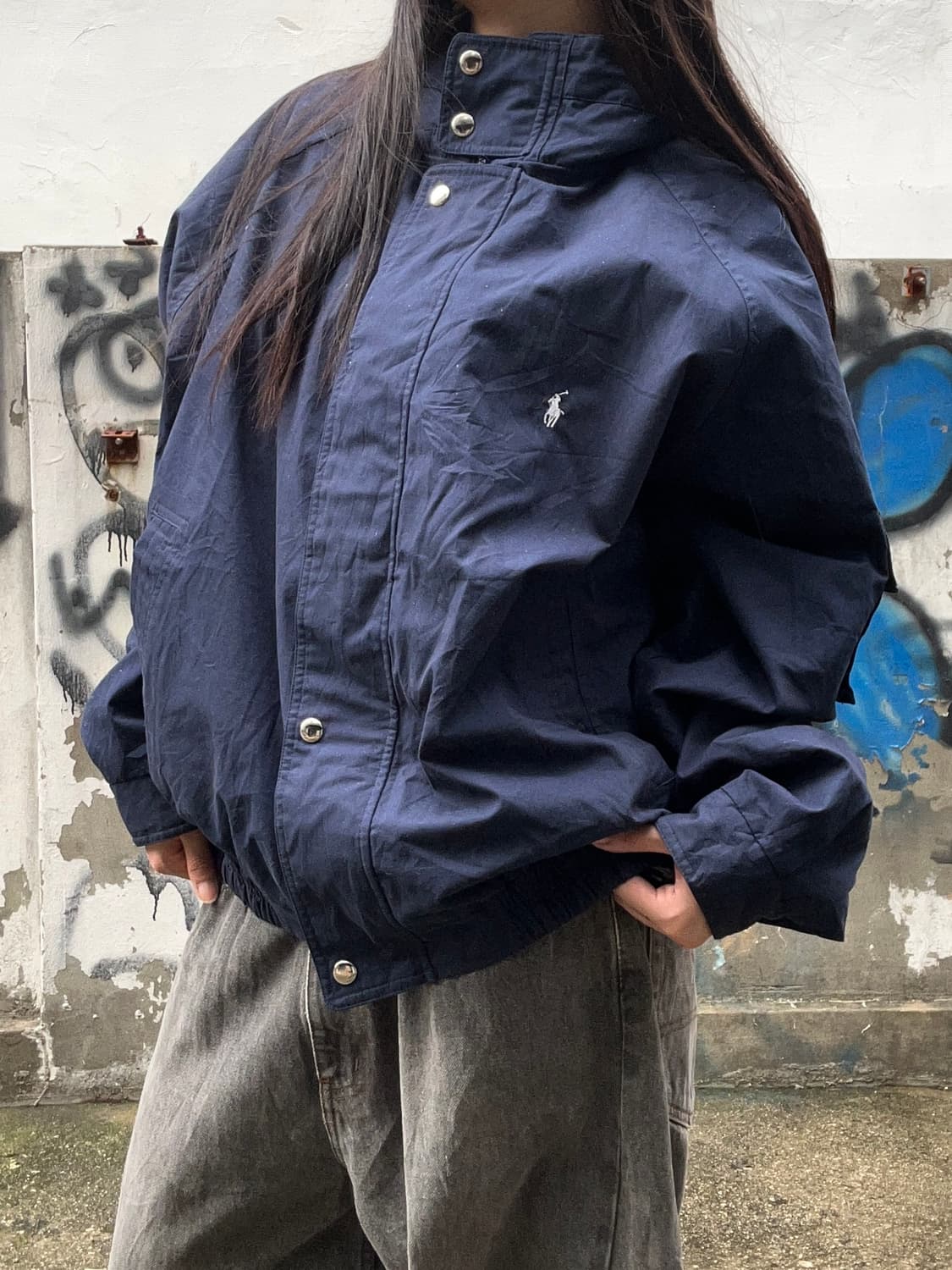 90s 폴로 터틀넥 네이비 블루종 자켓 상품이미지1