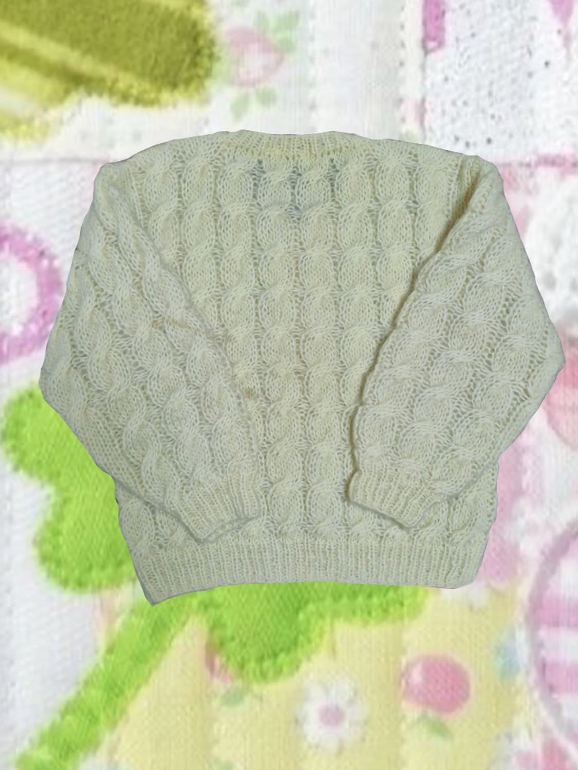 빈티지 모리걸 아이보리 꽈배기 봄 니트 가디건 병아리 상품이미지2