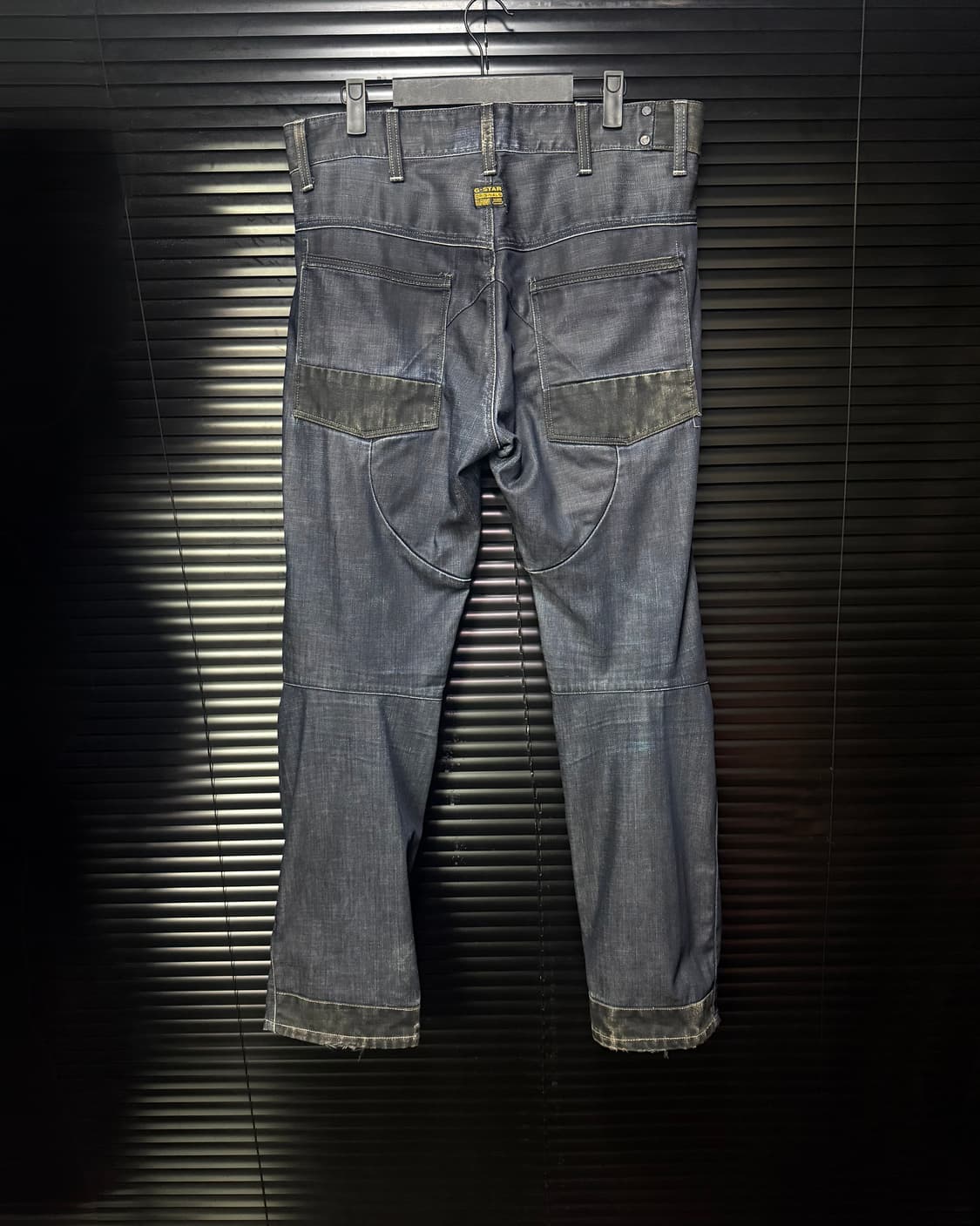 지스타 로우 인디고 데님 코팅진 33 워싱 바이커 라이더 고스 펑크 락 상품이미지5