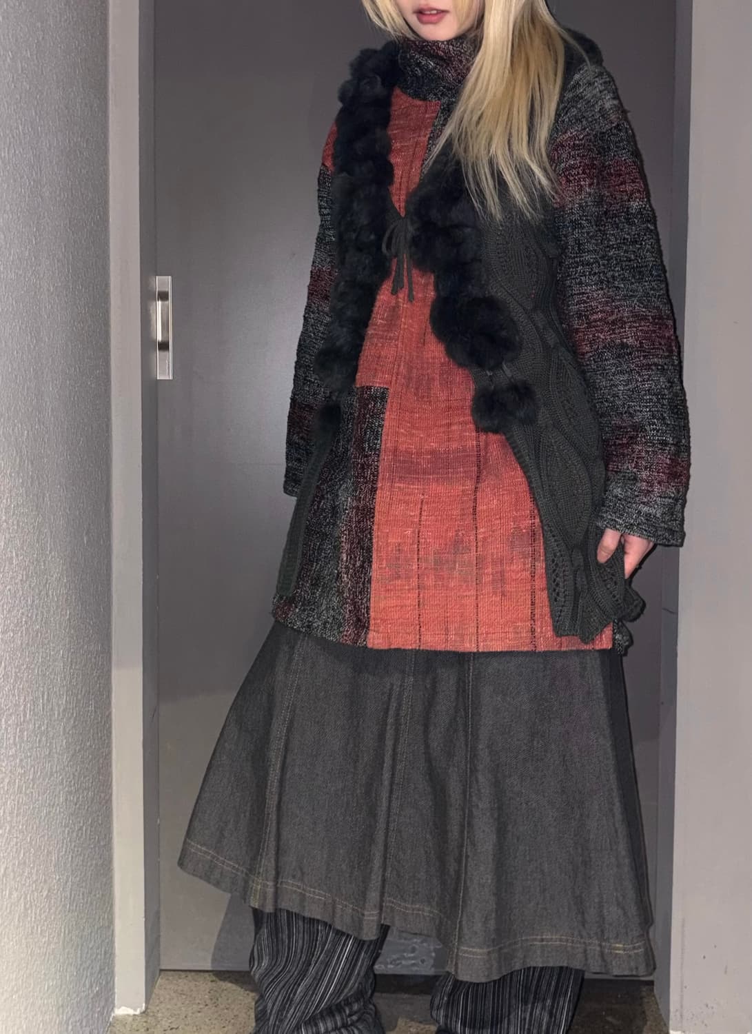 [VTG SET] top + fur vest + skirt 상품이미지3