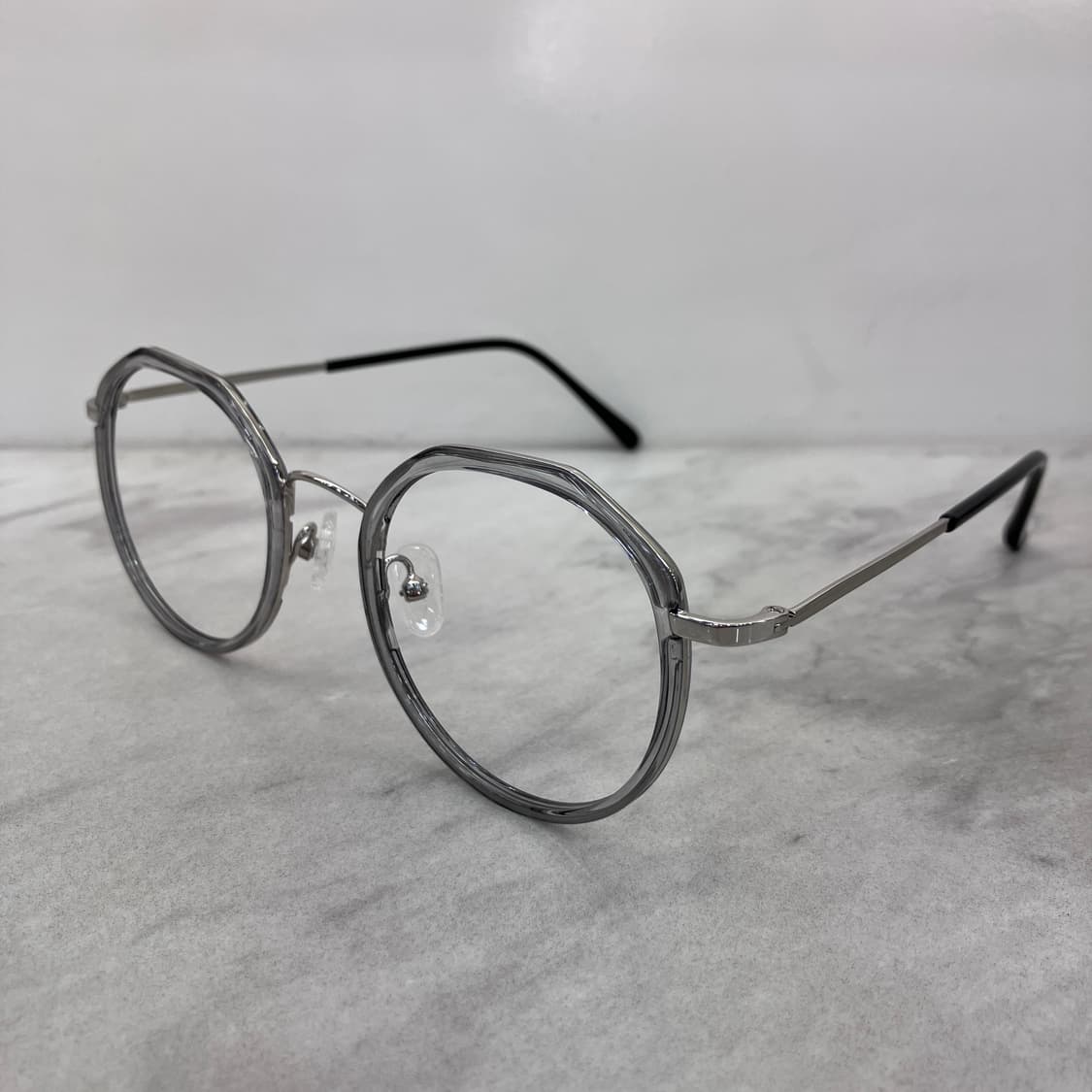 C39 FZ 실버 그레이 라운드 콤비 메탈테 안경 상품이미지7