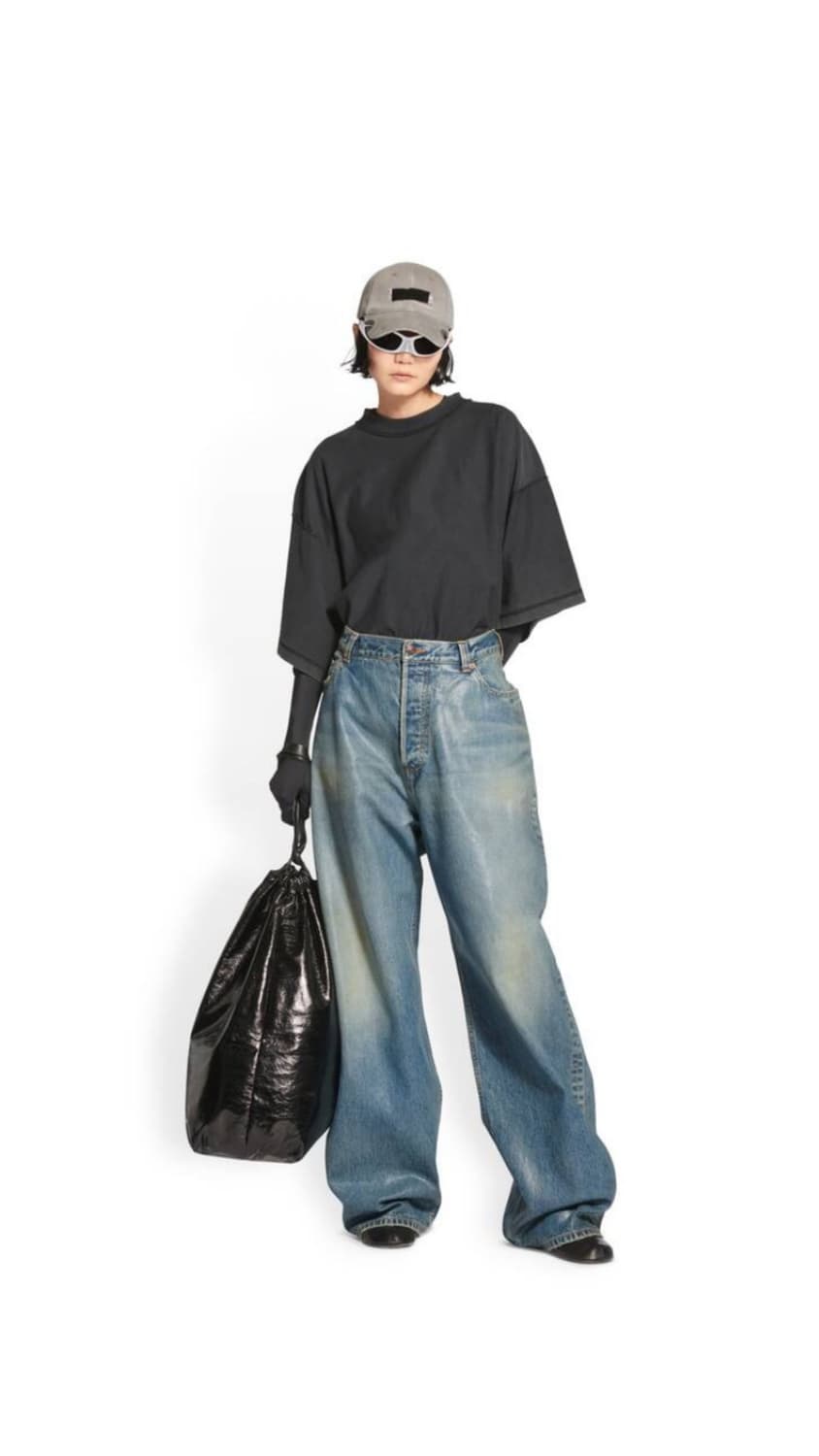 (XS)발렌시아가 라지 배기 코팅 데님진 새상품 상품이미지1