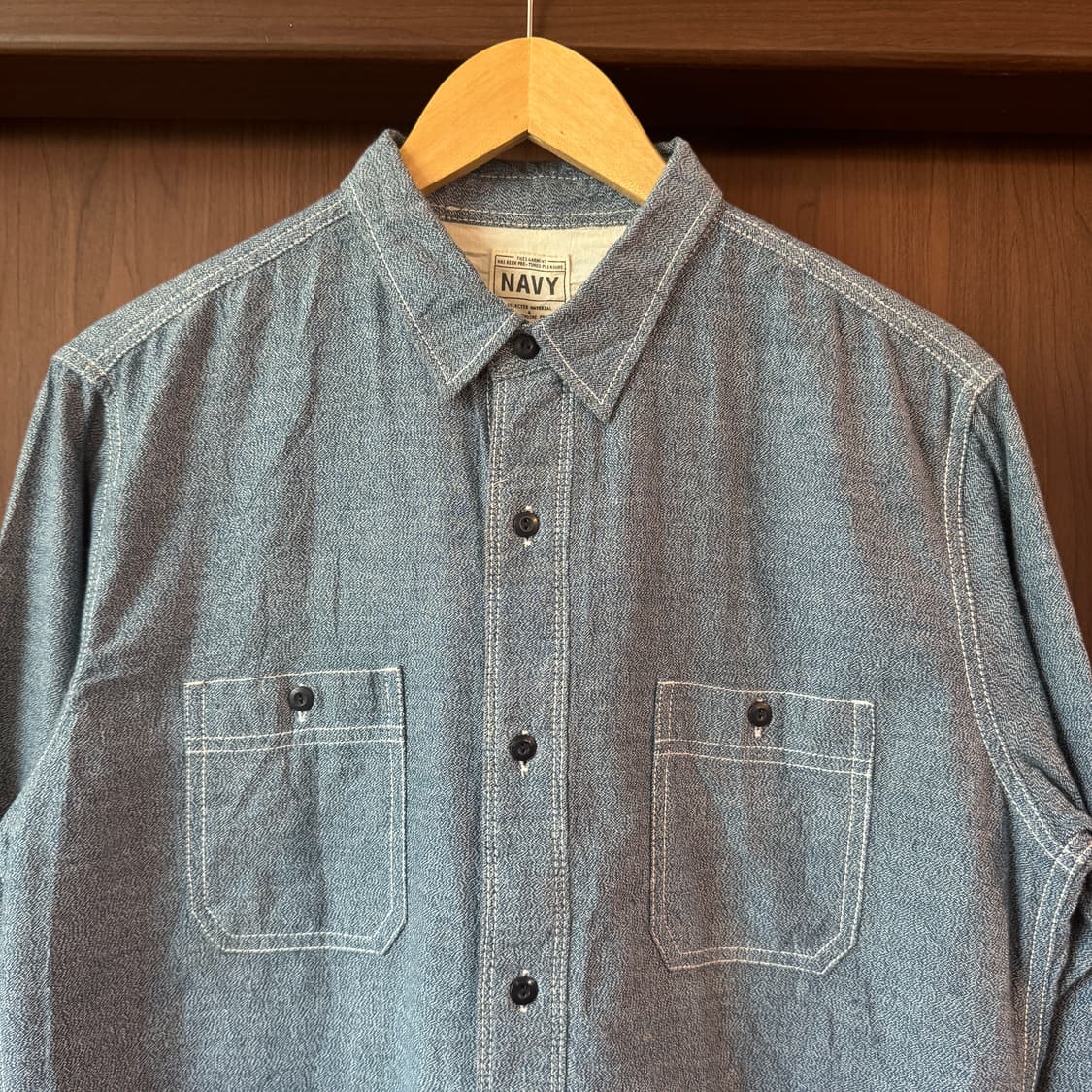 네이비 USN 샴브레이셔츠 M 상품이미지2