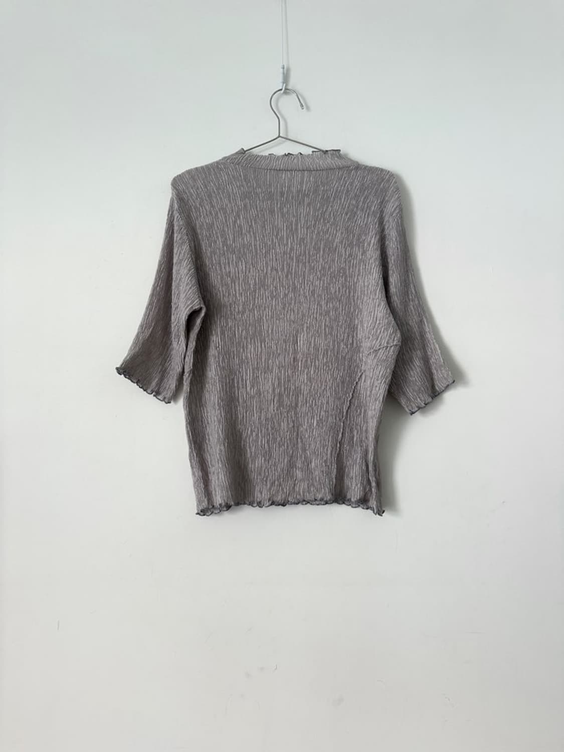 Ribbed swirl pattern pleats top / grey 상품이미지4