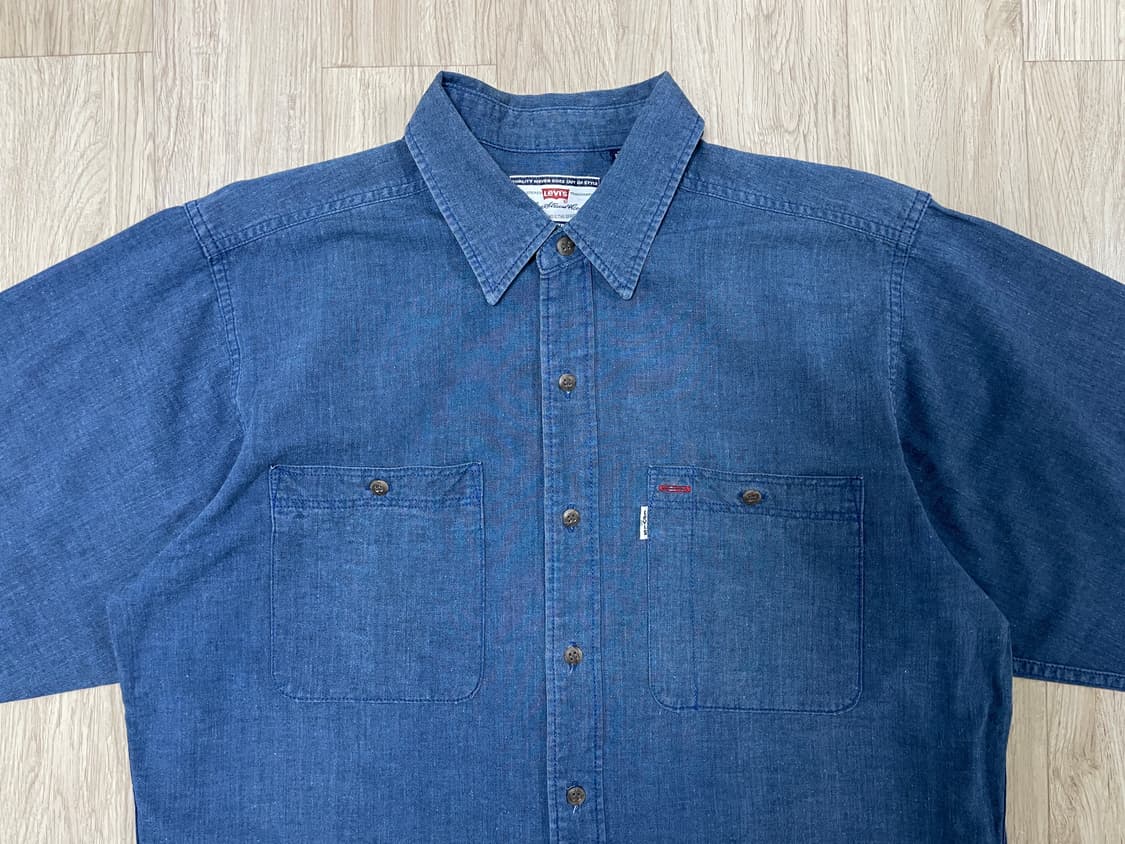100~105) 90 리바이스 다크블루 데님 워크셔츠(RRL&LVC&폴로 상품이미지5