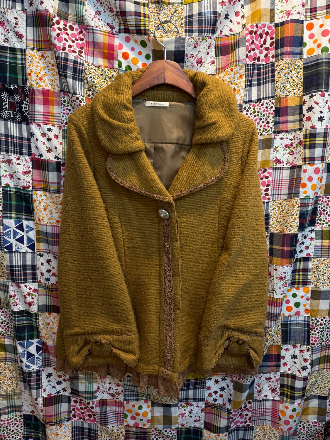 AXES FEMME 엑시즈팜 브라운 레이스 카라 코트 코디 🍩 상품이미지5